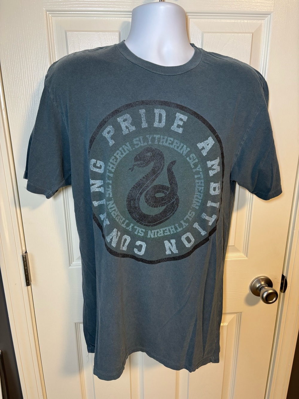 Harry Potter Slytherin greenish grey cotton t-shirt-size large